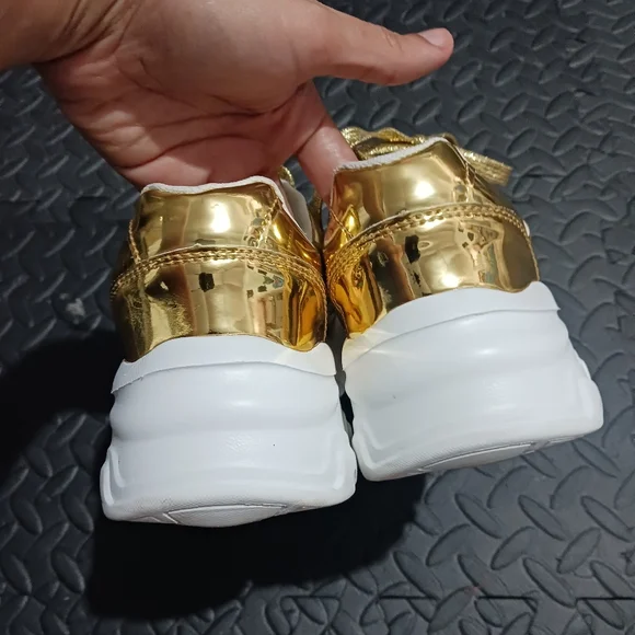 Women Gold Mirror Sneakers - Picture 5 of 10